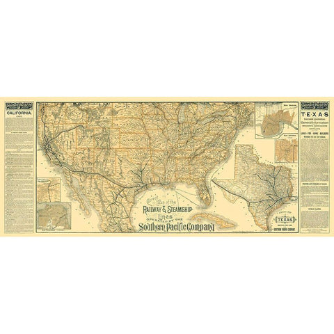 Railway Steamship Southern Pacific - Haus 1894 White Modern Wood Framed Art Print by Haus