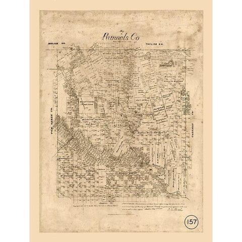 Runnels County Texas - Walsh 1879 Gold Ornate Wood Framed Art Print with Double Matting by Walsh