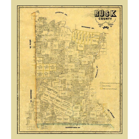 Rusk County Texas - Pressler 1861 Black Modern Wood Framed Art Print with Double Matting by Pressler