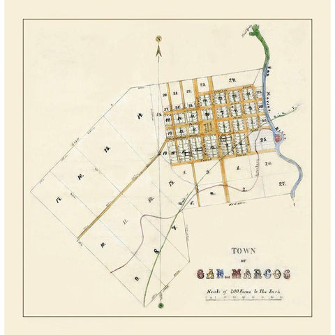 San Marcos Texas - Mason 1881 Black Modern Wood Framed Art Print with Double Matting by Mason