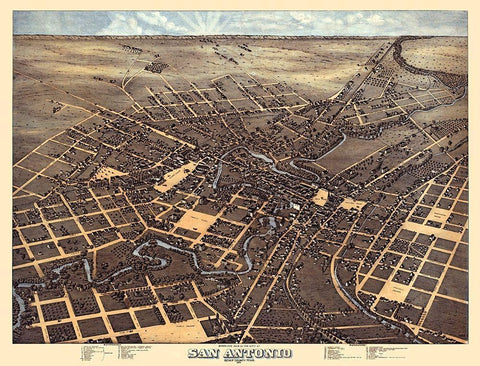 San Antonio Texas - 1873 White Modern Wood Framed Art Print with Double Matting by Unknown