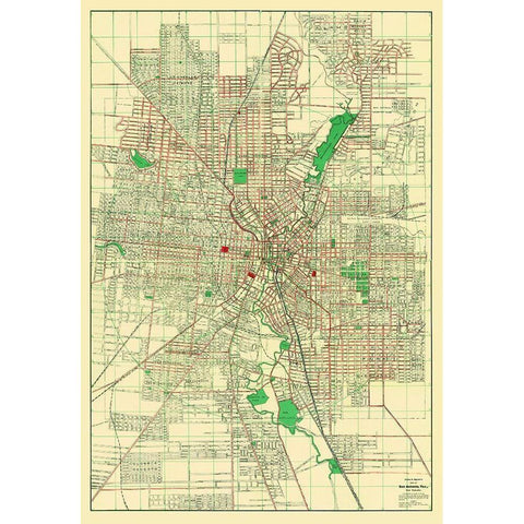 San Antonio Texas - Appler 1900 Black Modern Wood Framed Art Print with Double Matting by Appler