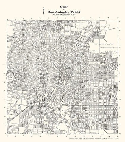 San Antonio Texas - Southwell 1928 Black Ornate Wood Framed Art Print with Double Matting by Southwell