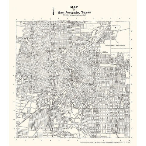 San Antonio Texas - Southwell 1928 White Modern Wood Framed Art Print by Southwell