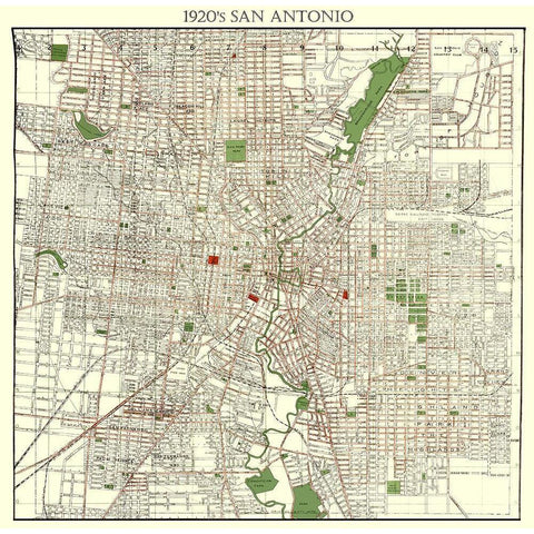 San Antonio Texas - Appler 1920 Black Modern Wood Framed Art Print with Double Matting by Appler