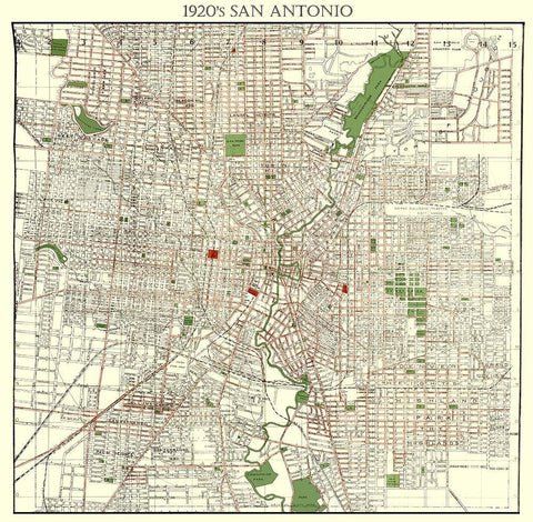 San Antonio Texas - Appler 1920 White Modern Wood Framed Art Print with Double Matting by Appler