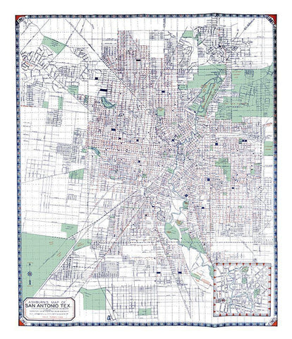 San Antonio Texas - Ashburn 1940 White Modern Wood Framed Art Print with Double Matting by Ashburn