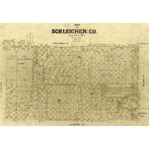 Schleicher County Texas -1887 Black Modern Wood Framed Art Print by Unknown