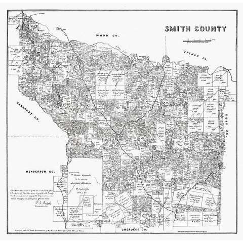Smith County Texas - Walsh 1880 Black Modern Wood Framed Art Print by Walsh
