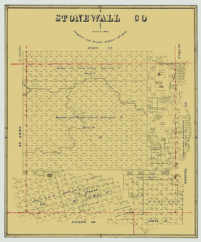 Stonewall County Texas - Wise 1879 White Modern Wood Framed Art Print with Double Matting by Wise