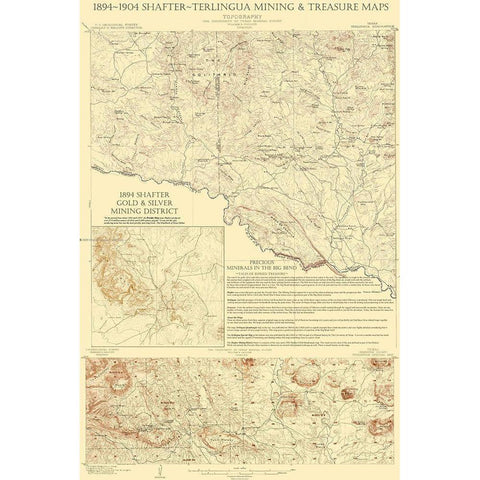 Shafter Terlingua Texas Mining Treasures Quad Black Modern Wood Framed Art Print by USGS