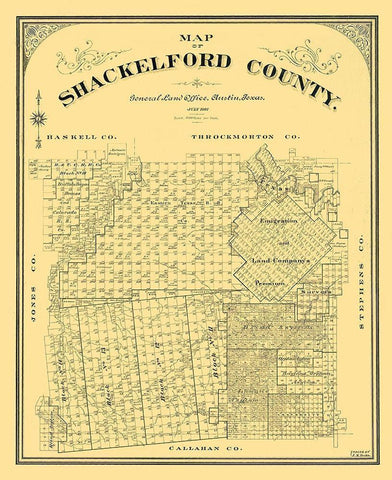 Shackelford County Texas - Duke 1901 Black Ornate Wood Framed Art Print with Double Matting by Duke