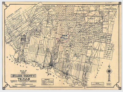 Starr County Texas - May 1935 Black Ornate Wood Framed Art Print with Double Matting by May