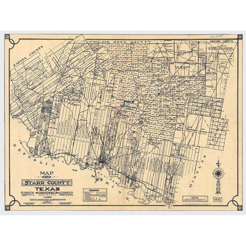 Starr County Texas - May 1935 Black Modern Wood Framed Art Print by May