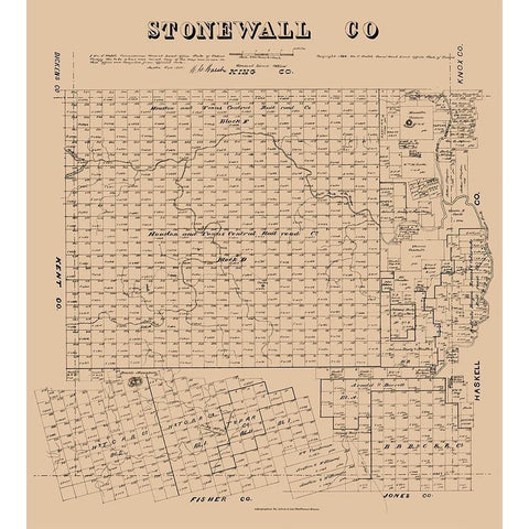 Stonewall County Texas - Walsh 1880 Gold Ornate Wood Framed Art Print with Double Matting by Walsh