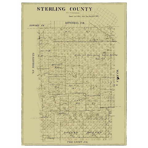 Sterling County Texas -1891 Black Modern Wood Framed Art Print by Unknown