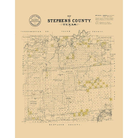 Stephens County Texas - Strickland 1870 White Modern Wood Framed Art Print by Strickland
