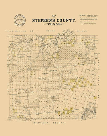 Stephens County Texas - Strickland 1870 Black Ornate Wood Framed Art Print with Double Matting by Strickland