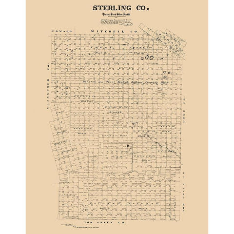 Sterling County Texas - McGaughey 1892 Black Modern Wood Framed Art Print with Double Matting by McGaughey