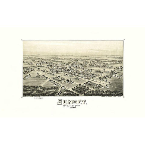 Sunset Texas - Fowler 1890 Black Modern Wood Framed Art Print with Double Matting by Fowler