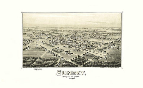 Sunset Texas - Fowler 1890 Black Ornate Wood Framed Art Print with Double Matting by Fowler
