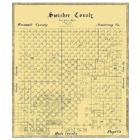 Swisher County Texas -1873 Black Modern Wood Framed Art Print by Unknown