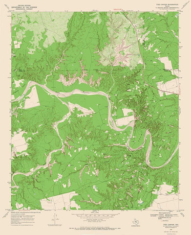 Tige Canyon Texas Quad - USGS 1969 White Modern Wood Framed Art Print with Double Matting by USGS