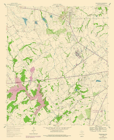Tehuacana Texas Quad - USGS 1960 White Modern Wood Framed Art Print with Double Matting by USGS
