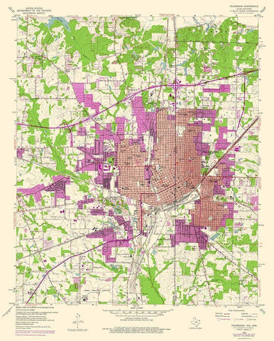 Texarkana Texas Quad - USGS 1954 White Modern Wood Framed Art Print with Double Matting by USGS