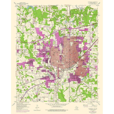 Texarkana Texas Quad - USGS 1954 Black Modern Wood Framed Art Print with Double Matting by USGS