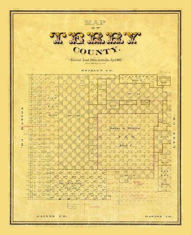 Terry County Texas -1893 White Modern Wood Framed Art Print with Double Matting by Unknown