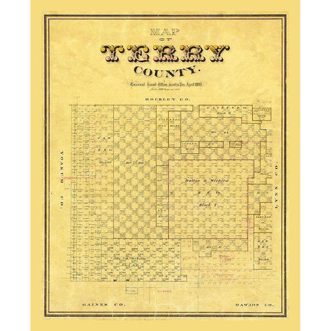 Terry County Texas -1893 White Modern Wood Framed Art Print by Unknown