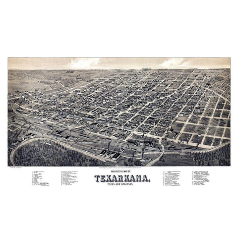 Texarkana Texas - Wellge 1888 Black Modern Wood Framed Art Print with Double Matting by Wellge