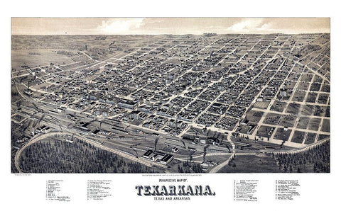 Texarkana Texas - Wellge 1888 Black Ornate Wood Framed Art Print with Double Matting by Wellge