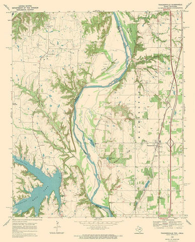 Thackerville Texas Oklahoma Quad - USGS 1968 White Modern Wood Framed Art Print with Double Matting by USGS