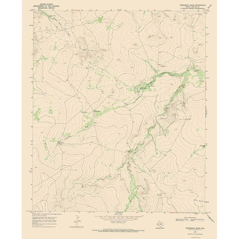 Three Mile Draw Texas Quad - USGS 1968 Gold Ornate Wood Framed Art Print with Double Matting by USGS