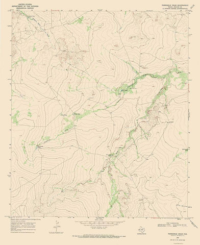 Three Mile Draw Texas Quad - USGS 1968 Black Ornate Wood Framed Art Print with Double Matting by USGS