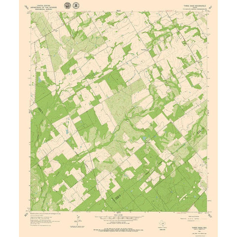Three Oaks Texas Quad - USGS 1961 Black Modern Wood Framed Art Print with Double Matting by USGS