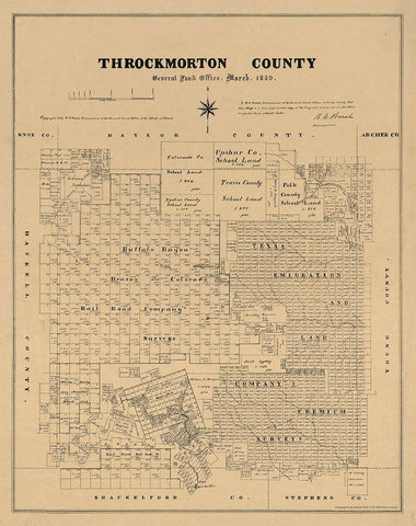 Throckmorton County Texas - Walsh 1880 White Modern Wood Framed Art Print with Double Matting by Walsh
