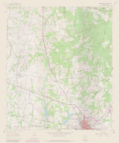 Teague North Texas Quad - USGS 1963 Black Ornate Wood Framed Art Print with Double Matting by USGS