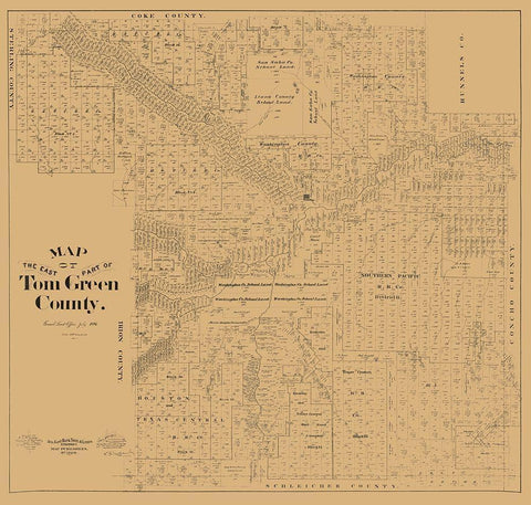 Tom Green County East Texas - McGaughey 1894 White Modern Wood Framed Art Print with Double Matting by McGaughey