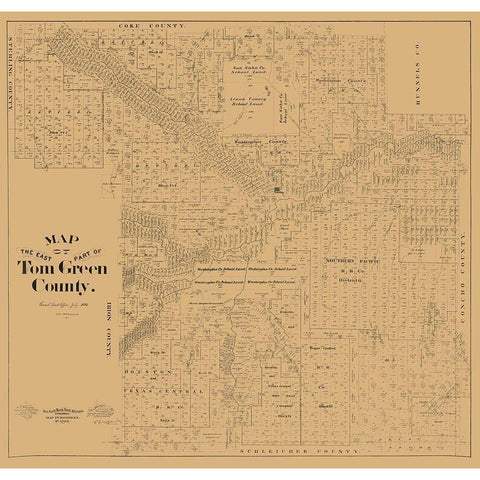 Tom Green County East Texas - McGaughey 1894 Gold Ornate Wood Framed Art Print with Double Matting by McGaughey