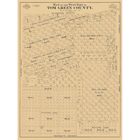 Tom Green County West - McCaughy 1894 Gold Ornate Wood Framed Art Print with Double Matting by McCaughy