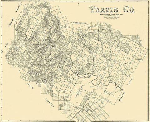 Travis Texas Landowner - Land Office 1894 Black Ornate Wood Framed Art Print with Double Matting by Land Office