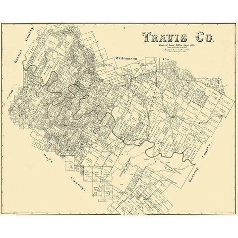 Travis Texas Landowner - Land Office 1894 White Modern Wood Framed Art Print by Land Office