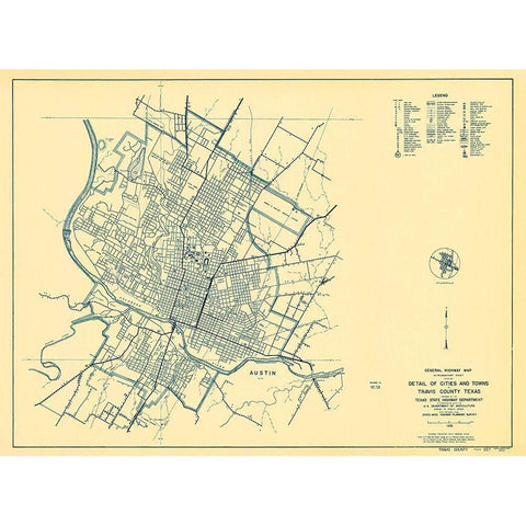 Travis Texas Highway - Highway Dept 1936 Black Modern Wood Framed Art Print with Double Matting by Highway Dept