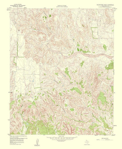 Troublesome Creek Texas Quad - USGS 1960 Black Ornate Wood Framed Art Print with Double Matting by USGS