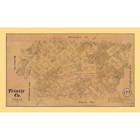 Trinity County Texas - Walsh 1879 Black Modern Wood Framed Art Print by Walsh