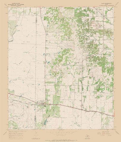 Talpa Texas Quad - USGS 1967 Black Ornate Wood Framed Art Print with Double Matting by USGS