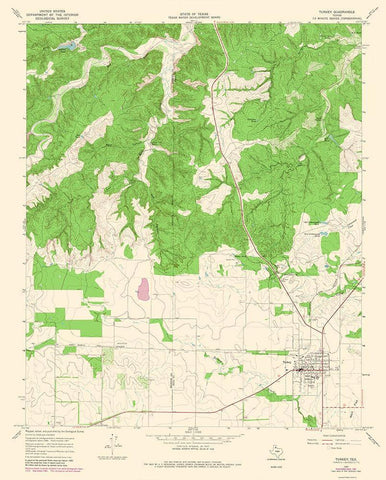 Turkey Texas Quad - USGS 1967 Black Ornate Wood Framed Art Print with Double Matting by USGS